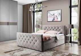 MATRAGI kárpitozott boxspring ágy + topper, 200x200, riviera 16 (cappucino)
