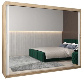 Ruhásszekrény 250 cm Toki 3 (szonoma tölgy + matt fehér). 1065122