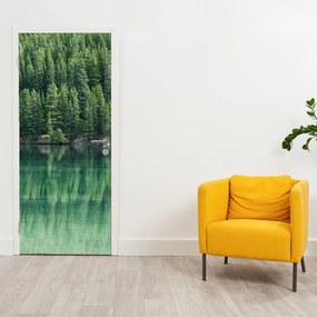 Fotótapéta ajtóra - Tűlevelűek a tó mellett (95x205cm)