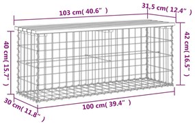 tömör duglászfenyő gabion kerti pad 103x31,5x42 cm
