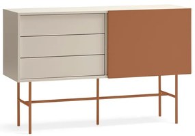 Téglavörös-bézs alacsony komód tolóajtóval 140x91 cm Nube – Teulat