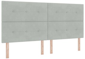 Boxspring Ágy Matraccal Világosszürke 200x200 cm Bársony