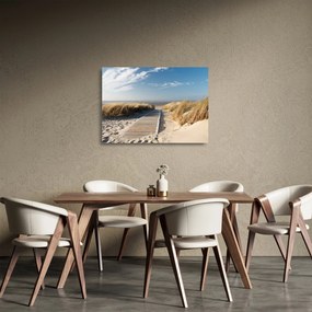 Kép - Homokos strand Langeoog szigetén, Németországban (üvegen) (70x50 cm)