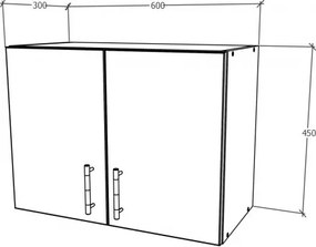 Benita 2 ajtós Felső konyhaszekrény Fehér 60x30x45 cm
