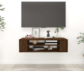 barna tölgyszínű szerelt fa függő TV-szekrény 100x30x26,5 cm