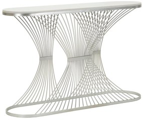 Luxus ezüst konzolasztal márvány asztallappal 120X35X79 cm