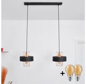 LED Csillár zsinóron VOLTA 2xE27/15W/230V fekete/arany