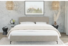 Világosbarna kárpitozott franciaágy ágyráccsal 160x200 cm Barker – Ropez