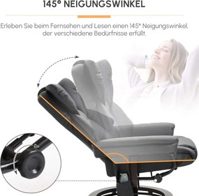 HOMCOM dönthető fotel masszázsfunkcióval, lábtartóval és fekvőfunkcióval, műbőr, fekete