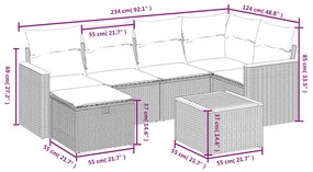 7 részes bézs polyrattan kerti ülőgarnitúra párnákkal