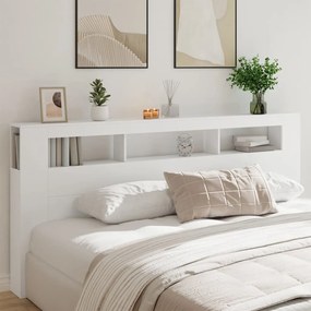 fehér szerelt fa LED-es fejtámla 220x18,5x103,5 cm