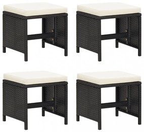 4 db fekete polyrattan kerti ülőke párnákkal