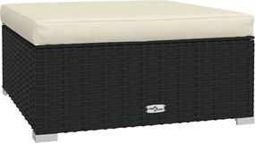 vidaXL fekete polyrattan kerti lábtartó párnával 70 x 70 x 30 cm