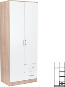 Miami gardróbszekrény 80x205 cm fehér-sonoma tölgy