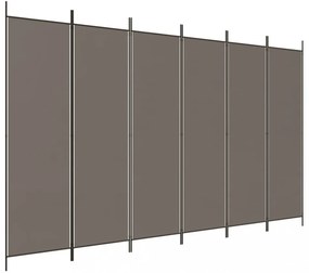 6 paneles antracitszürke szövet térelválasztó 300x200 cm