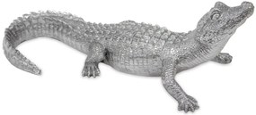 Tropical ezüst színű műanyag krokodil szobor 12x34x16.5cm