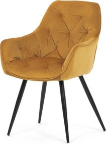 Jídelní židle, žlutá, sametová látka, DCH-421 YEL4