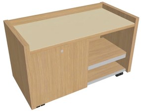 Verno mobil konténer 100 x 50 cm üveggel, bal, világos tölgy / vanília