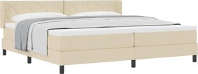 vidaXL Boxrugós ágy matracmal fejtámlával Krém 200 x 200 cm Poliészter