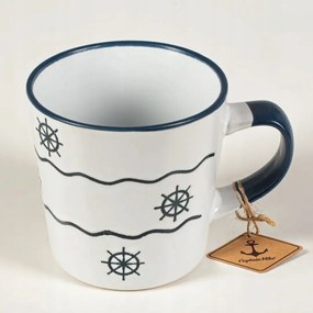 Kerámia bögre fehér, kormánykerék motívummal 350 ml