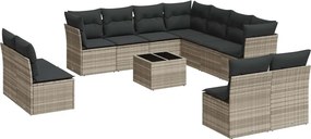 vidaXL 12 részes világosszürke polyrattan kerti ülőgarnitúra párnával