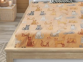 Mikroplüss lepedő COLORED CATS 90x200 cm krémszínű