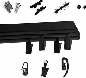 Mennyezeti fĂŒggönykarnis dupla Fekete Pvc 310 cm mennyezeti sĂn biztosĂtĂłtƱ