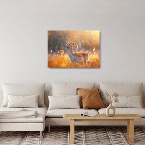 Üveg kép - Szarvas a mezőn (70x50 cm)
