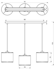 Csillár zsinóron LOFT SHADE 3xE27/60W/230V fehér/arany