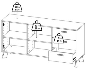 Fehér-natúr színű komód tölgyfa dekorral 147x73x39 cm Ikast – Tvilum