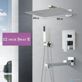 Zuhanypanel EYN PT04042 falba süllyesztett kivitelben, LED-világítással, többféle színváltozatban, például krómban és matt feketében — 30 cm — Mozgatható