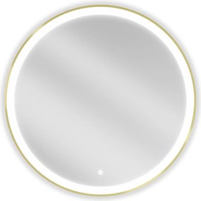 Mexen Esso kerek LED háttérvilágítású fürdőszobai tükör 80cm 6000K páramentes fűtőbetét arany keret 9825-080-080-611-50