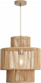 Boho Fonott Rattan Függőlámpa E27 Max 60 W Átmérő 32 CM Barna