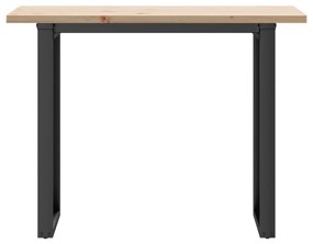 tömör fenyőfa és öntöttvas étkezőasztal O-vázzal 100x50x75,5 cm