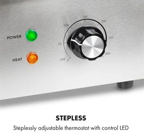 Klarstein Grillmeile 3000G, elektromos grill, 3000 W, grill lap, 54,5 x 35 cm, sima