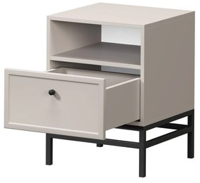 Lorini éjjeliszekrény 45 cm - kasmír / fekete fogantyú / fém lábak