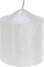 Dekoråciós Gyertya Metål Fényes Fehér Mintåval 5X6 CM 13 H