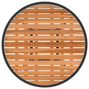 fekete polyrattan és tömör akácfa kerti étkezőasztal Ø 70 cm