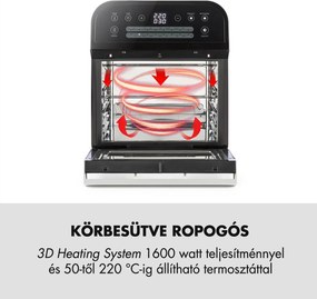 Klarstein AeroVital Cube, forrólevegős fritőz, 1600 W, 12 l, időzítő, 16 program, fekete