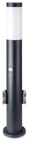 Kültéri érzékelős lámpa és 2 aljzat 1xE27/60W/230V IP44 60cm antracit