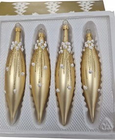 4 db-os Jégcsap gömb szett üveg karácsonyfára Arany