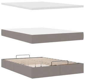 Ottomán ágy matraccal &amp; LED-ek Taupe 140x190 cm anyaggal