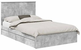 vidaXL Tárolós Ágy fejtámlával Beton Szürke 135 x 190 cm Faanyag