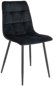 Middelfart design szék, fekete bársony, acél láb