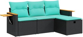 vidaXL 4 részes fekete polyrattan kerti ülőgarnitúra párnákkal