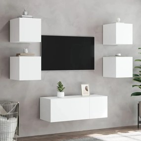2 db fehér fali TV-szekrény LED-világítással 30,5x35x30 cm