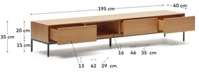 Natúr színű TV-állvány tölgyfa dekorral 195x35 cm Vedrana – Kave Home