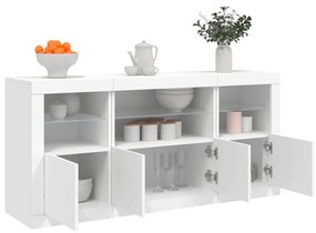 fehér tálalószekrény LED-világítással 142,5 x 37 x 67 cm