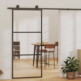 fekete ESG üveg és alumínium tolóajtó 90 x 205 cm