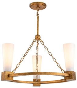 Elstead KRISTY3-DG-OPAL - KRISTY rúdon függő csillár 3xE27/40W/230V, rézszínű